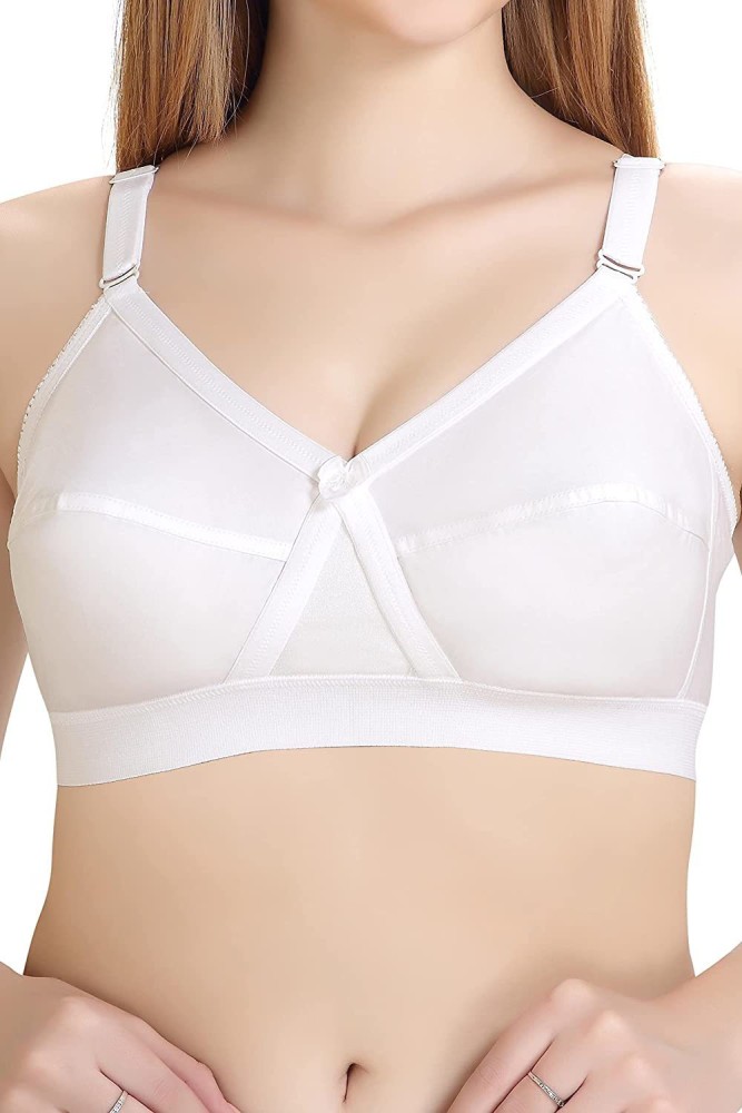 K LINGERIE Cotton Bra for women Pack of 2 Non-Padded T-shirt Bra WHITE WHITE  40D-5061 Women Full Coverage Non Padded Bra - Buy K LINGERIE Cotton Bra for  women Pack of 2