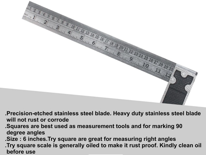 White Arcade Tri Square set Tool 90 Degrees Right Angle Ruler 12