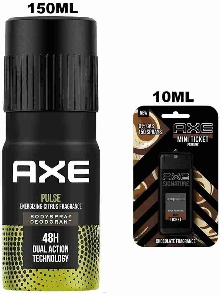 AXE 1 PULSE DEODORANT 150ML AND 1 DARK TEMPTATION TICKET PERFUME
