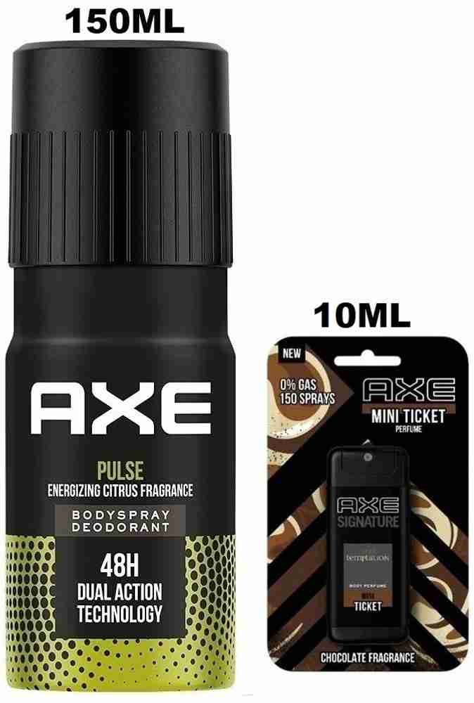 AXE 1 PULSE DEODORANT 150ML AND 1 DARK TEMPTATION TICKET PERFUME