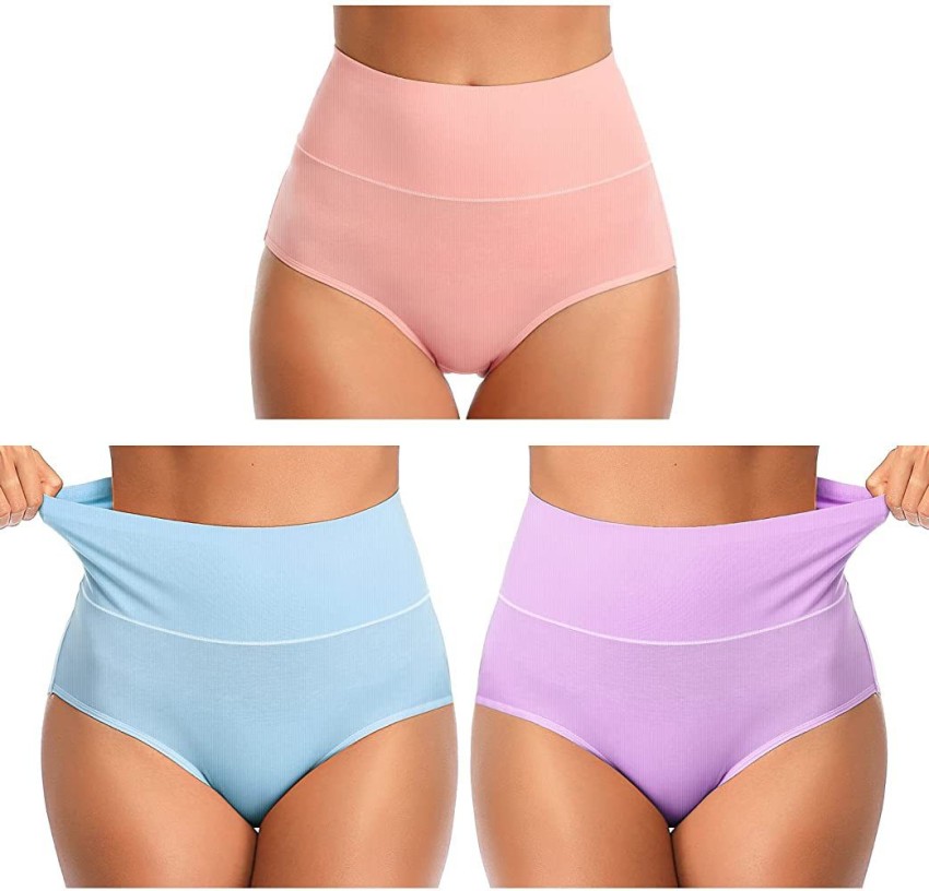 SHAPERX Women’s High Waist Seamless Slimming Panties Plus Size Pack of 4  Multiclour