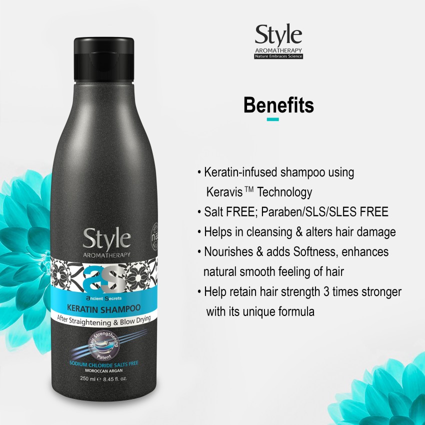 Style Aromatherapy Professional Keratin Shampoo SLS SLES Free Salt Free Sulphate Free Paraben Free After Straightening Smoothening Price in India Buy Style Aromatherapy Professional Keratin Shampoo SL...