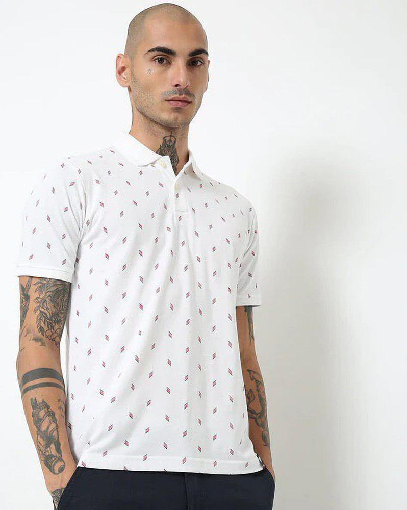 Netplay Printed Men Polo Neck White T Shirt Buy Netplay Printed