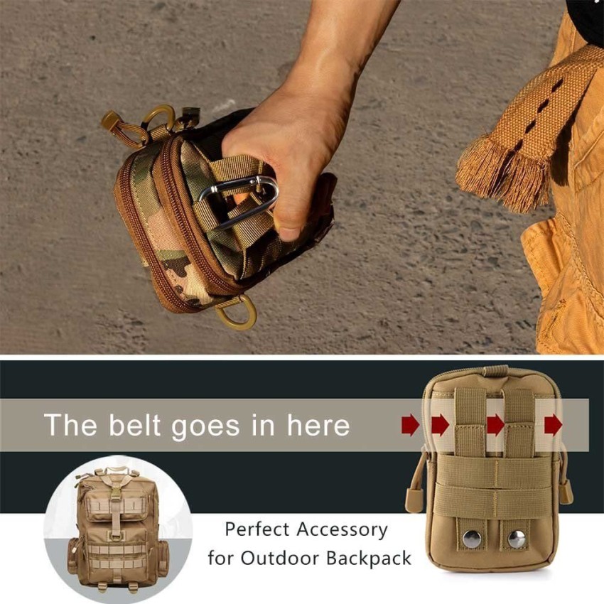 RETRACK Multipurpose Tactical EDC Belt Bag Purse With Cell Phone Holster  Holder And Hook Tactical Waist Bag Brown - Price in India
