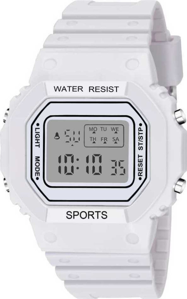 TRENDYADDY rectangle digital watch White Color Synthetic Silicone