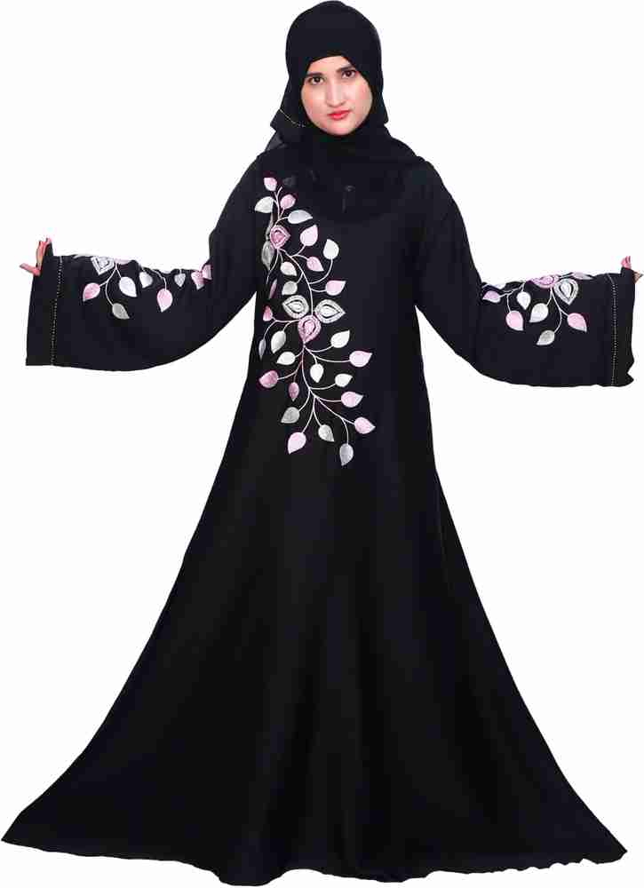 DUA ABAYA Beautiful Imported Leaf Design Embroidery Diamond Work