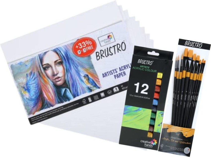 Brustro Artists Acrylic Paper 400 GSM A3 (Pack of 5 + 1 Sheets), Acid Free,  Ideal for Acrylic Painting. Also Suitable for Oil & Tempera