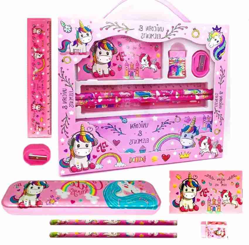 Unicorn Stationary Kit For Girls Pencil Pen Book Eraser Sharpener