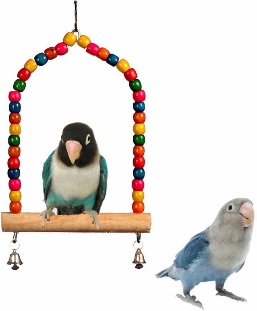 Natural Bird Perch Swing Wooden Bird Swing Toy for Parrots Bird Hanging Toy