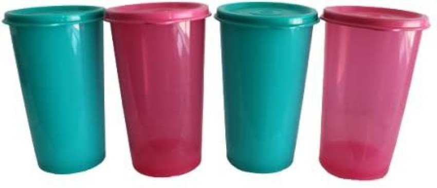 Tupperware Blue Tumblers Cups Stackable 12 Oz. Set of 4