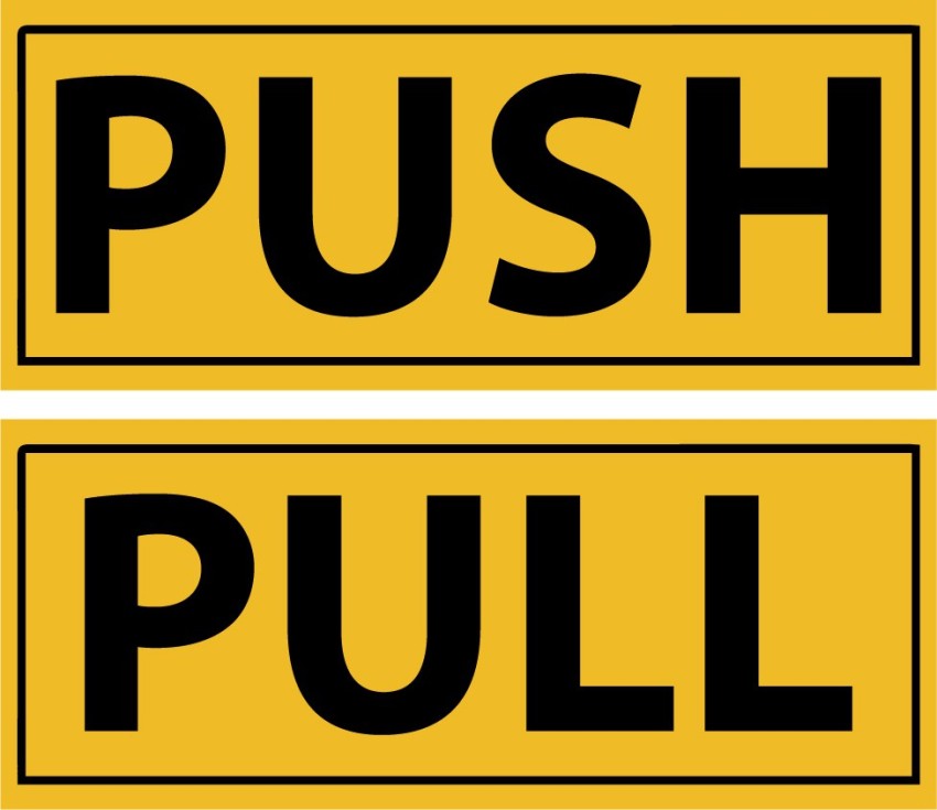 WallDesign Push & Pull Sign Sticker 6.5in x 2.5in For Office Glass