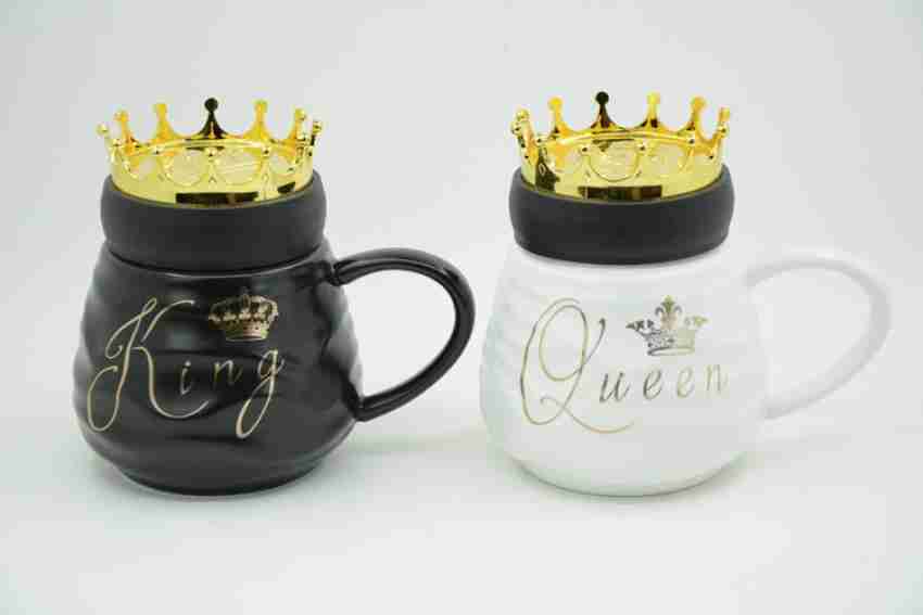  Hiceeden Set of 2 Crown Coffee Mugs with Lids and