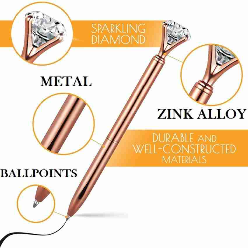 Ballpoint Pen with Diamond Head Rose Gold High Quality Metal