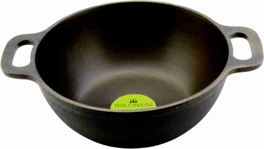 Cast Iron Kadai, Machined Smooth, 10 Inches