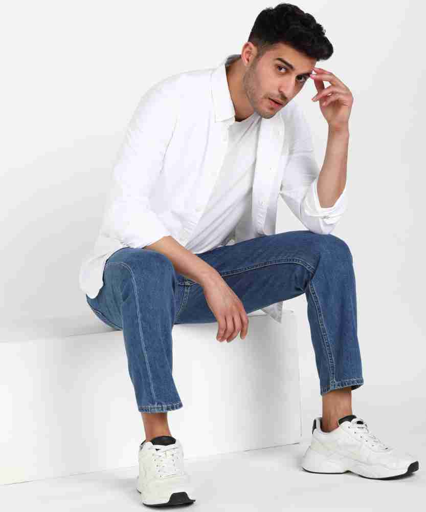 Calvin Klein Jeans Men Solid Casual White Shirt - Buy Calvin Klein Jeans  Men Solid Casual White Shirt Online at Best Prices in India