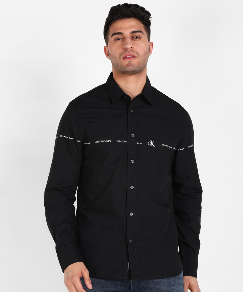 Calvin Klein Jeans Men Printed Casual Black Shirt - Buy Calvin