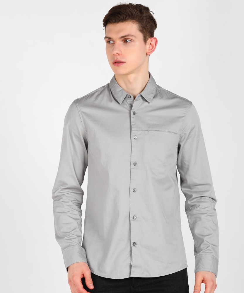 Calvin Klein Jeans Men Solid Casual Grey Shirt - Buy Calvin Klein