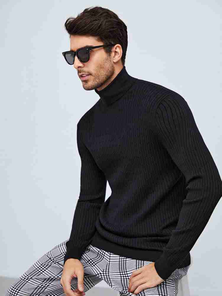 Black high neck t shirts men's outlet