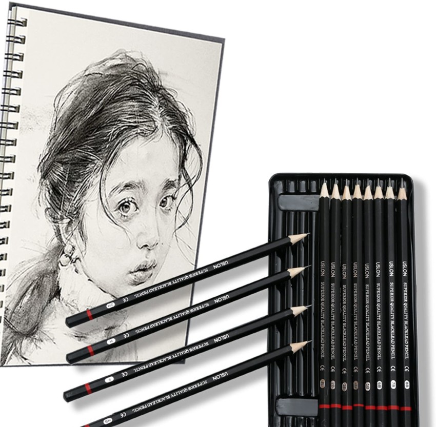 ChiggiWiggi 6 Artline Pencil Drawing Set With 6 Blending/Smudging Stumps  Set, 1 Kneadable Art Eraser