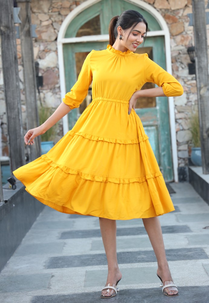 Yellow Color Long Dress  Gown  Printed gowns Floral long frocks Frock  for women