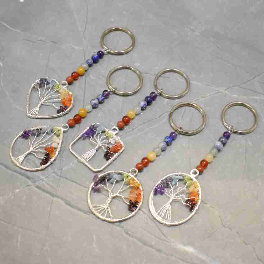 MANIFO 7 Chakra Keyring Healing Crystal Tree of Life Keychain Gemstone Key  Chain Charm for Women at  Women's Clothing store