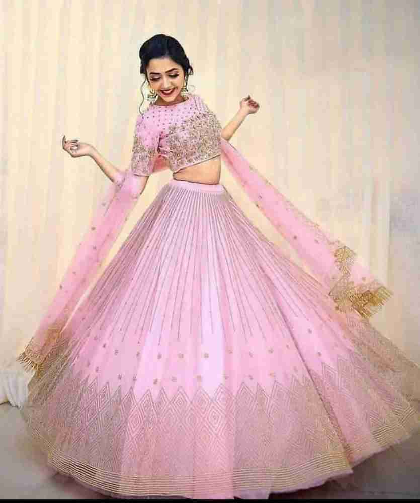 Buy Pink Color Embroidered Party Wear Lehenga Choli Online At Best