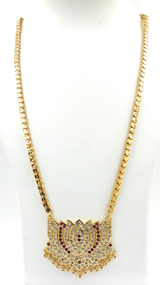Anujeet Fashion Hub Gold Plated Covering Long Chain with AD Stone