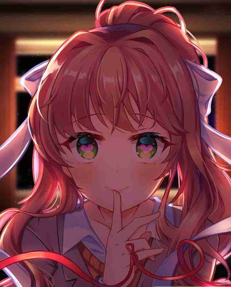 Monika Doki Doki Literature Club Doki Doki Literature Club Green Eyes  Visual Novel Ddlc Hd Matte Finish Poster Paper Print - Animation & Cartoons  posters in India - Buy art, film, design,