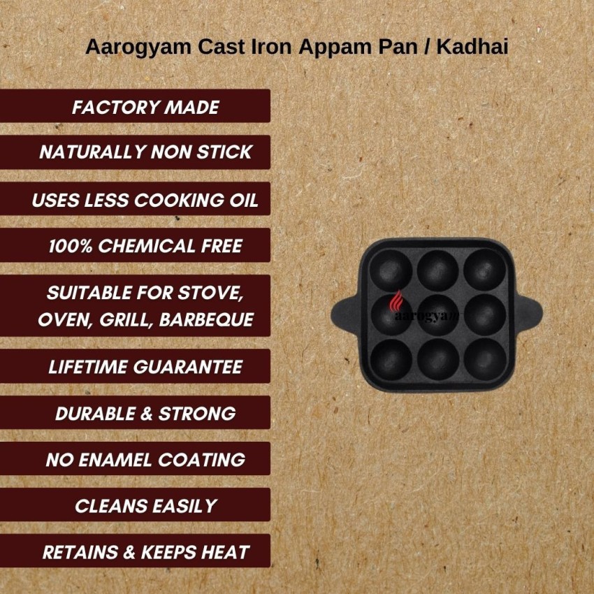 Meyer Pre Seasoned Cast Iron 12 Cavity Appam Patra, Paniyaram Pan Cast Iron, Appam Pan, Pan Cake, Paddu Maker, Appam Maker, Ponganal Maker, Appe  Pan