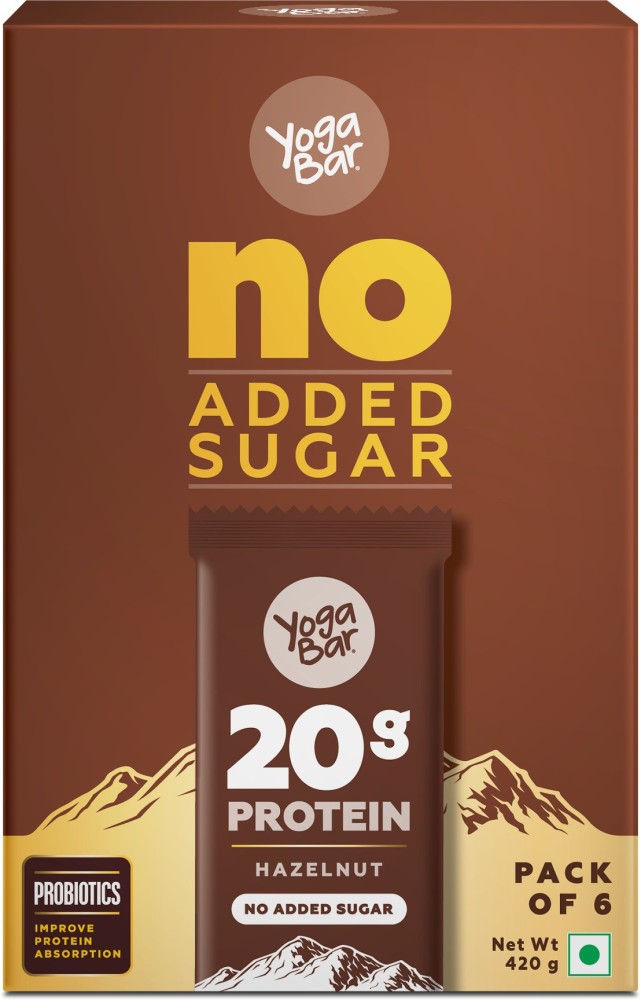 Yogabar No Added Sugar Protein Bar, Hazelnut, Pack of 6 Nutrition Bars  Price in India - Buy Yogabar No Added Sugar Protein Bar, Hazelnut