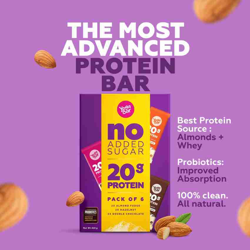 Buy Yoga Bar Almond Fudge No Added Sugar Protein Bars, 53% OFF