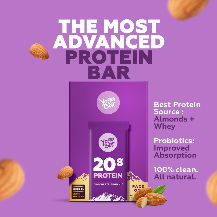 Yogabar 20g Protein Bars, Chocolate Brownie, Pack of 6 Whey Protein Price  in India - Buy Yogabar 20g Protein Bars, Chocolate Brownie