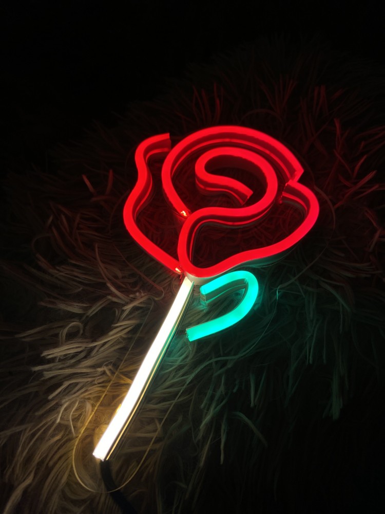 Rose Neon Sign Flower Led Light Red Neon Sign Aesthetic