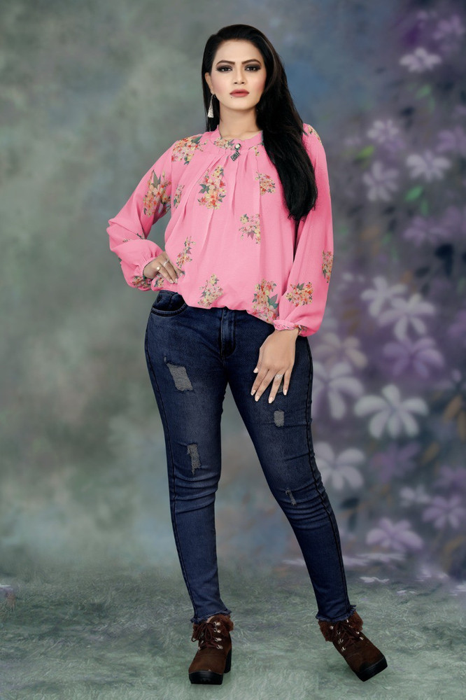 Modern stylish girl outlet in jeans top