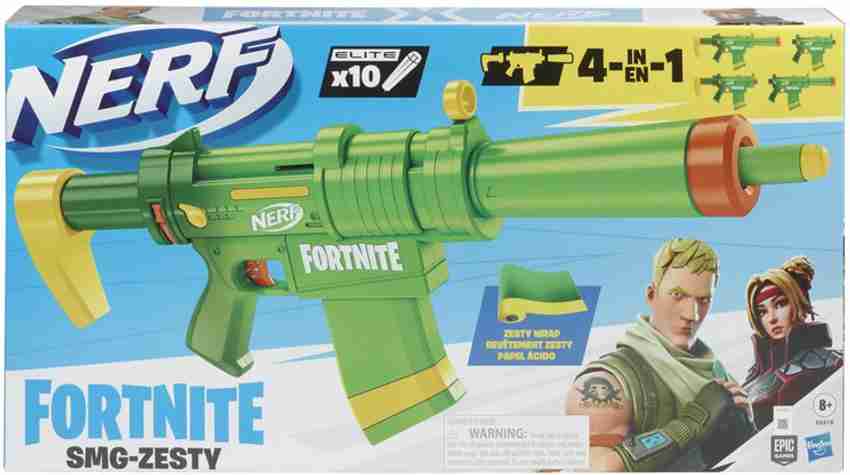 Nerf Fortnite SMG Zesty Elite Dart Blaster with Removable Stock