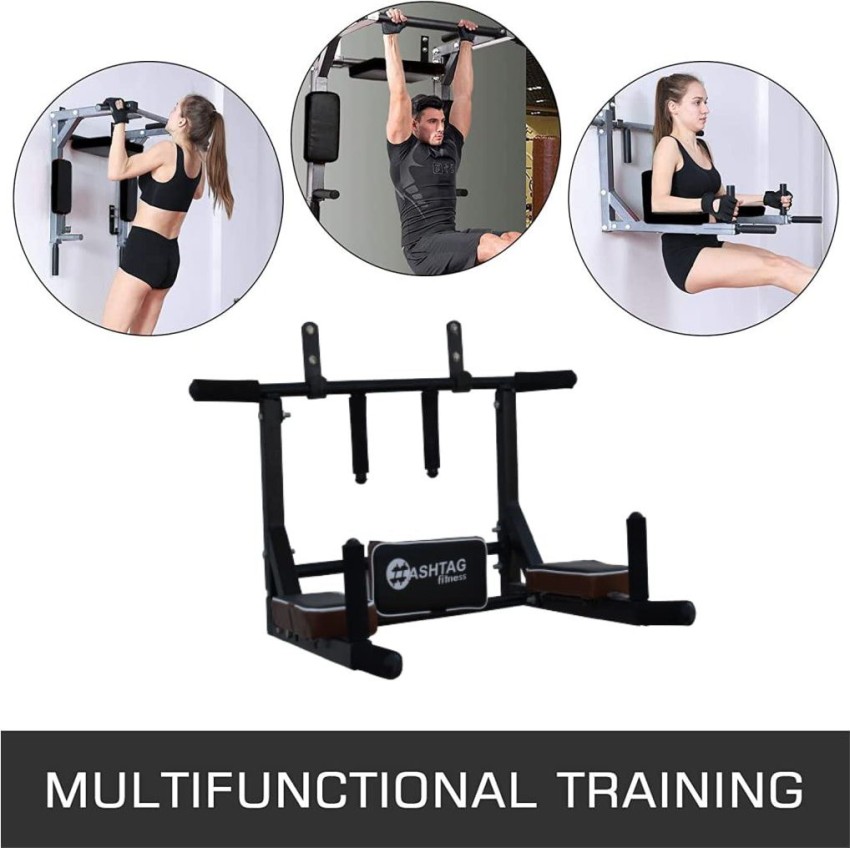 Hashtag fitness wall mount pull up bar strength training equipment with  hanging bar, dip station.