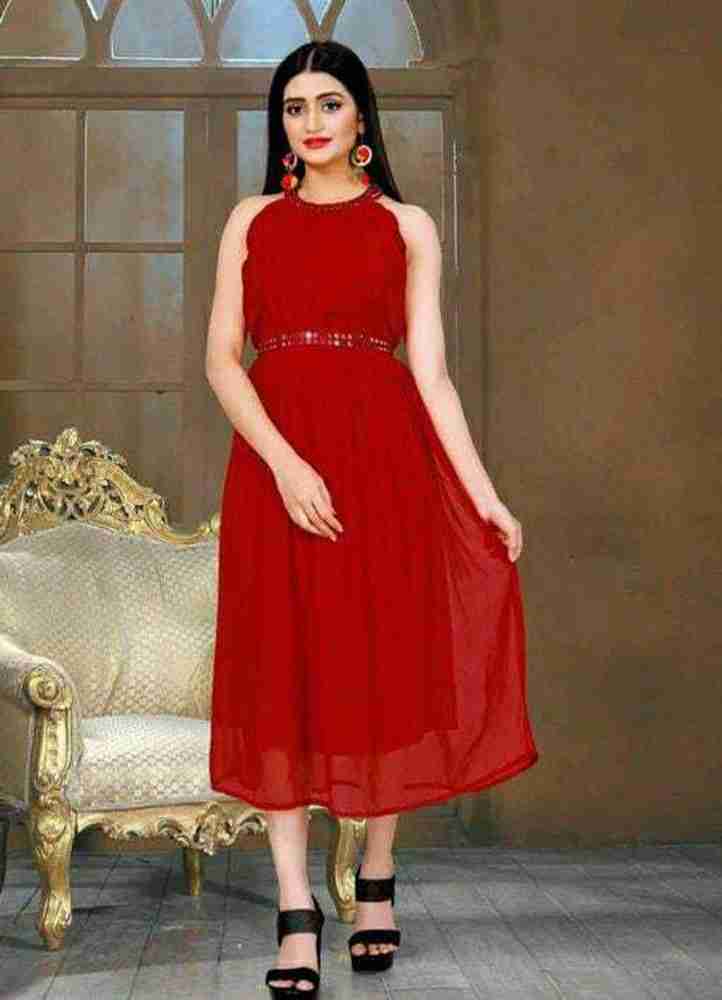 Western red shop dress