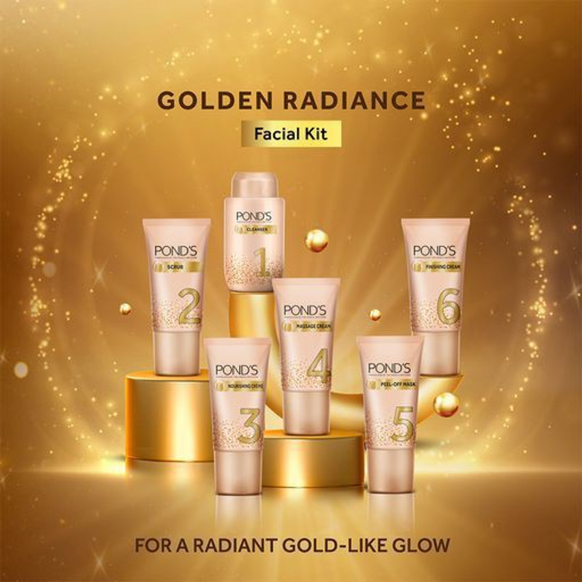 POND s Golden Radiance Facial Kit Just 6 Easy Steps Price in India Buy POND s Golden Radiance Facial Kit Just 6 Easy Steps Online In India Reviews Ratings Features Flipkart