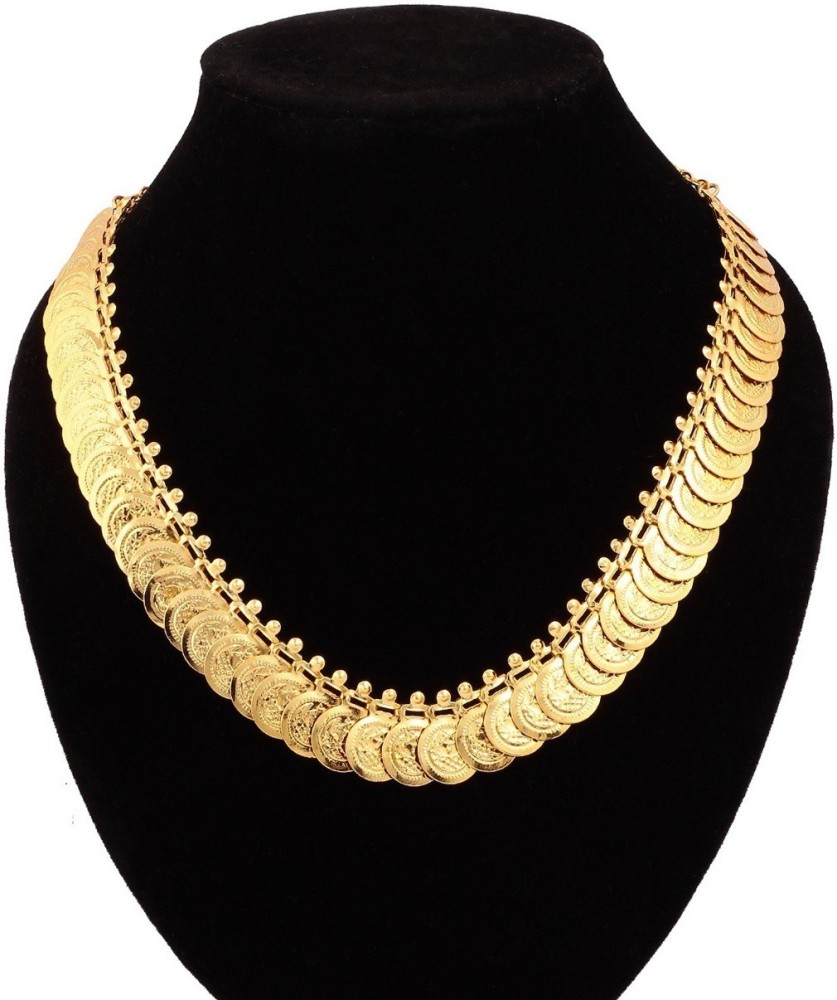 Gold tone Lakshmi coin pink stone Kerala style necklace set dj-42430 –  dreamjwell