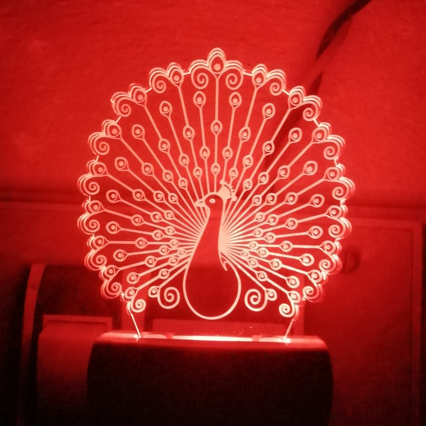 ZIFARI 3D PEACOCK LED 7 Colors Night Light for Bedroom Living