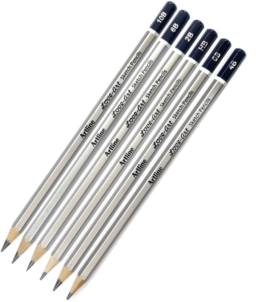 ChiggiWiggi 6 Artline Pencil Drawing Set With 6 Blending/Smudging Stumps  Set, 1 Kneadable Art Eraser, 1 Sand Paper and 1 Dual Sided Pencil Extender  For Drawing and Sketching