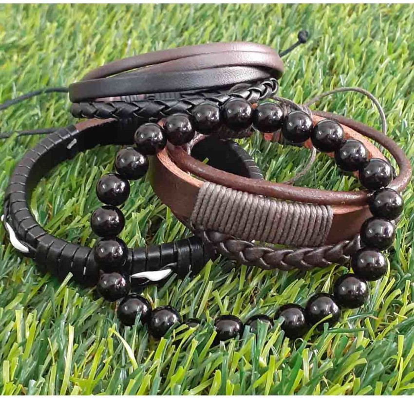 Leather deals bracelet set