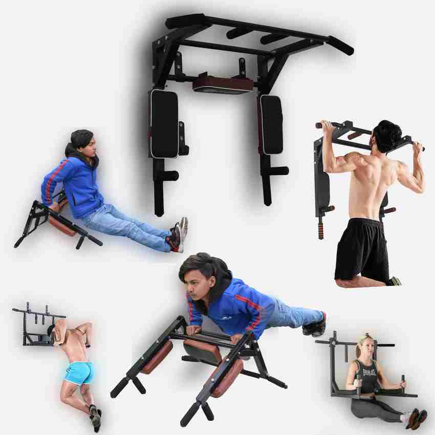 HASHTAG FITNESS Wall mounted pull up bar dips station for home
