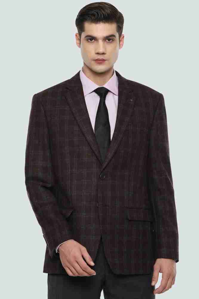 Buy Louis Philippe Louis Philippe Men Woolen Checked Single-Breasted  Tailored Tweeds Formal Blazer at Redfynd