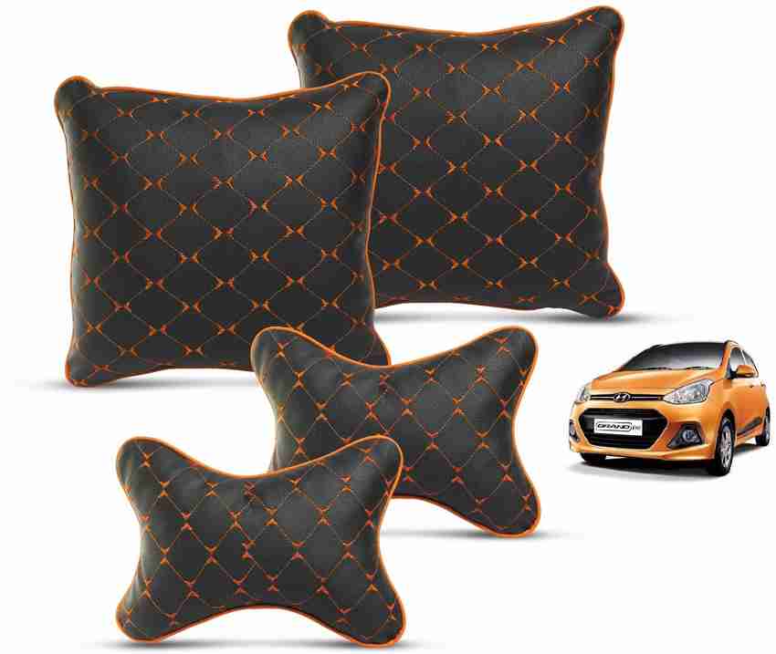 AUTYLE Grey Orange Leatherite Car Pillow Cushion for Hyundai