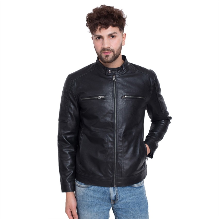 Justanned Distress Leather Denim Jacket M