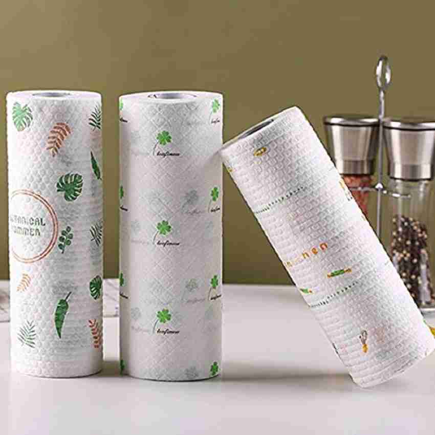 Buy Non-woven Reusable and Washable Kitchen Printed Tissue Roll Non-stick  Oil Absorbing Paper Roll Kitchen Special Paper Towel Wipe Paper Dish Cloth  Cleaning Cloth (Pack Of 1) Online at Best Prices in