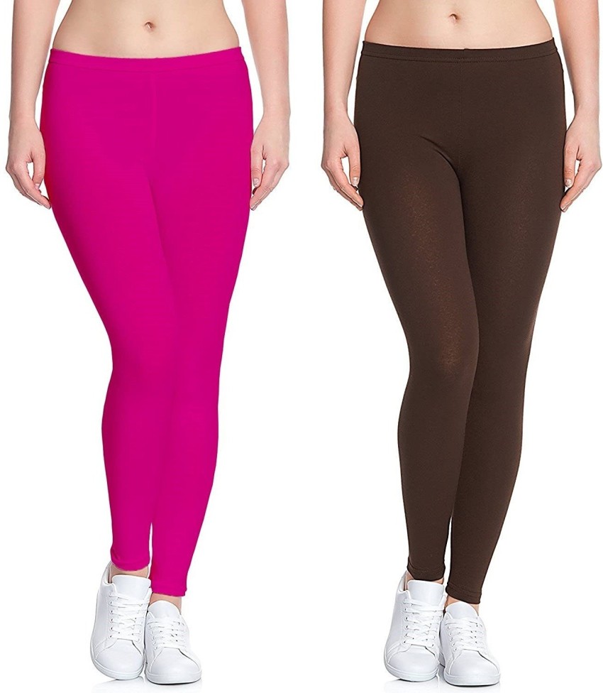 Buy online Pink Solid Legging from winter wear for Women by W for