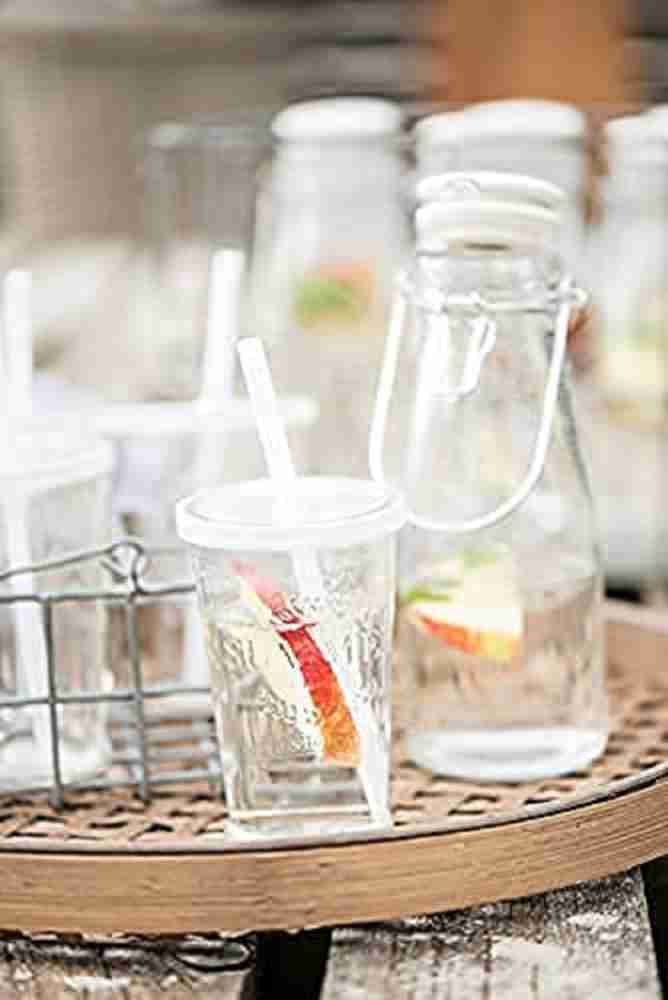 Mason Jar Glass Mug with Handle, Lid and Straw  Straw Mason Cup Summer  Portable Juice Cup Glass Drink Cup with Straw Lid