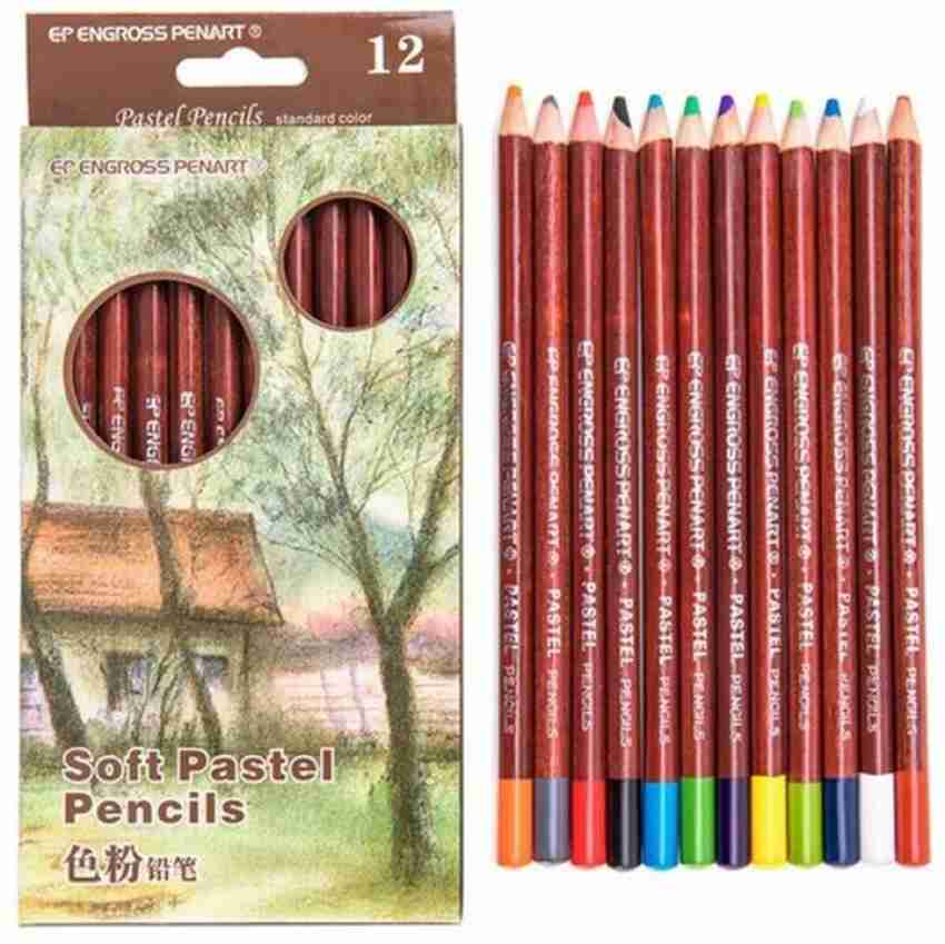 Kandle 12 Colors Professional Soft Pastel Pencils Artist  Wooden Drawing Colored Pencil 